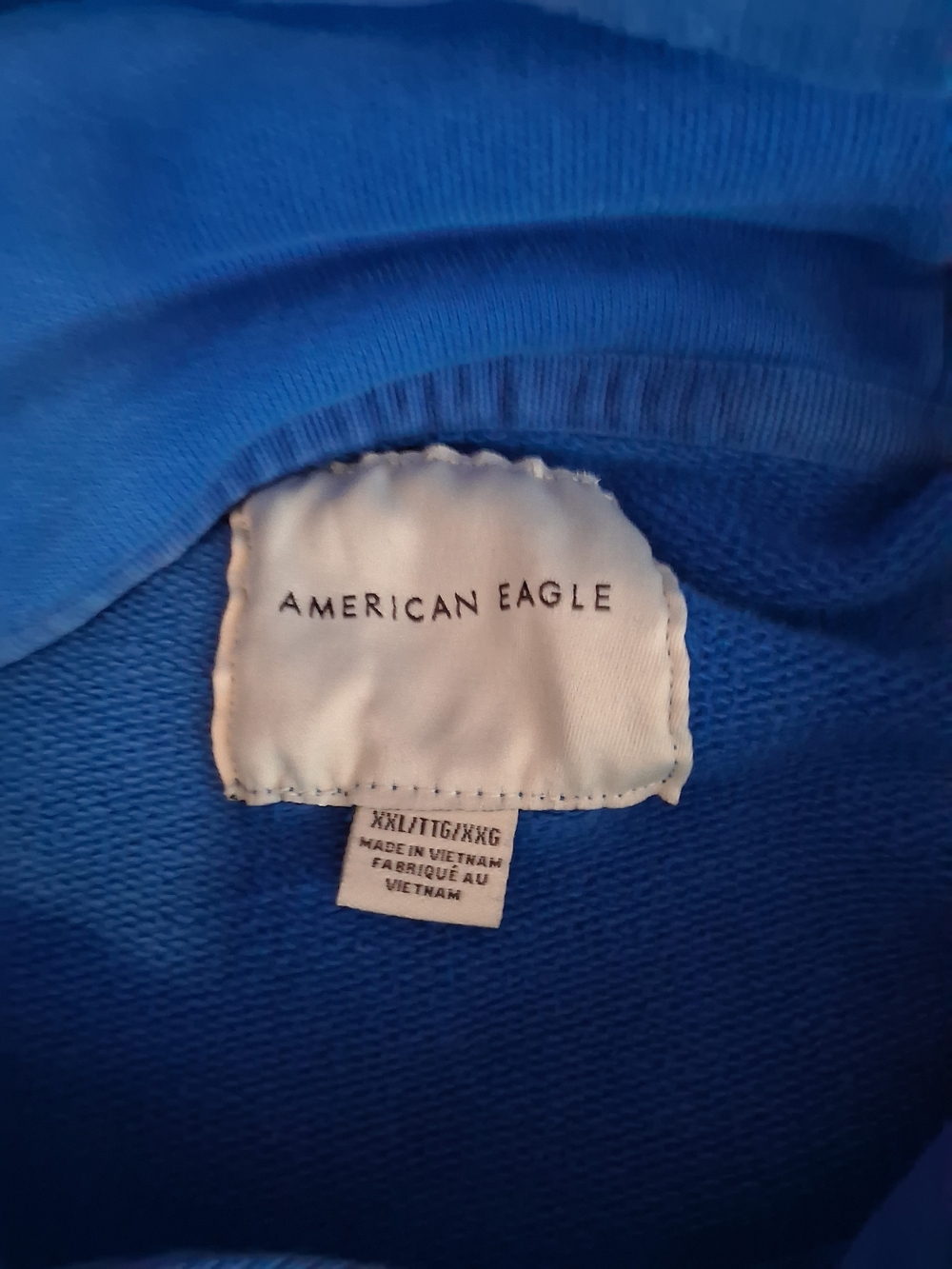 American Eagle Men's Solid Blue Pullover Hoodie w/ Logo Kangaroo Pocket Size XXL - Picture 3 of 5